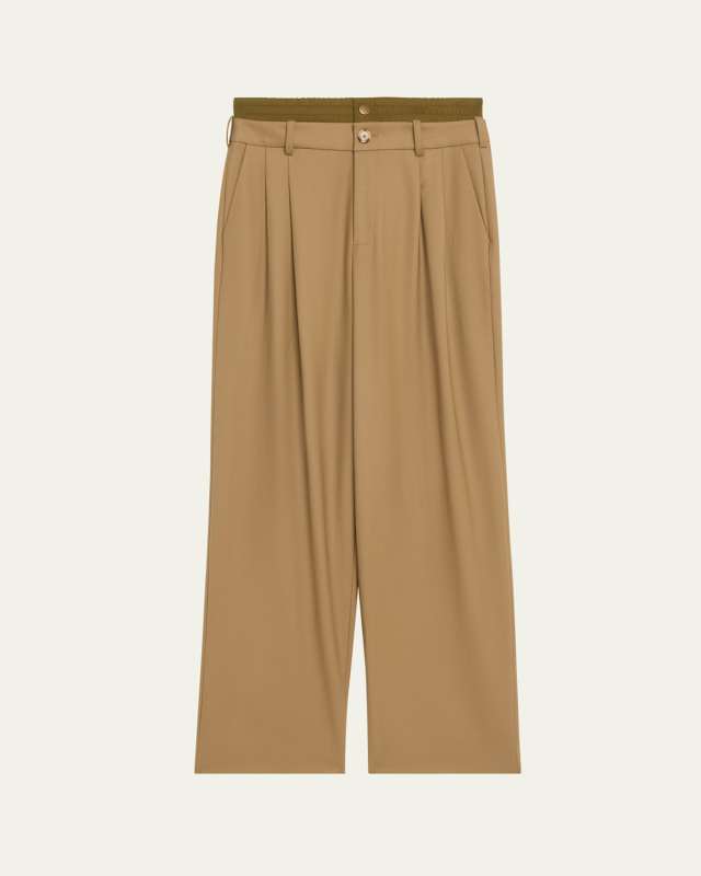 Double Waistband Wool Trousers
